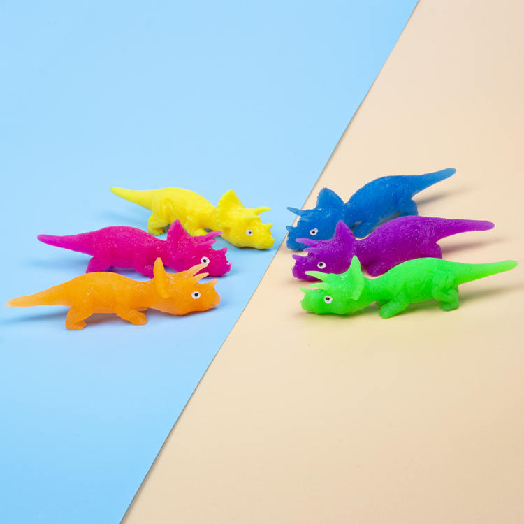 Wholesale custom soft TPR Triceratops catapult finger flinging funny toys for children