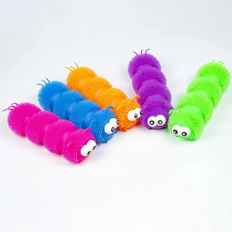 Wholesale rubber caterpillar toy for kids Interactive Toy Stuffed Flashing Four-segmented caterpillar toys