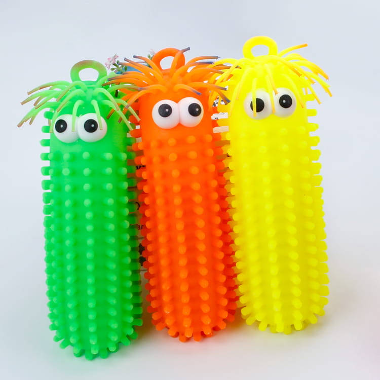Wholesale toys kids animal puffer ball caterpillar squeeze raised eyes wacky worm squishy toys