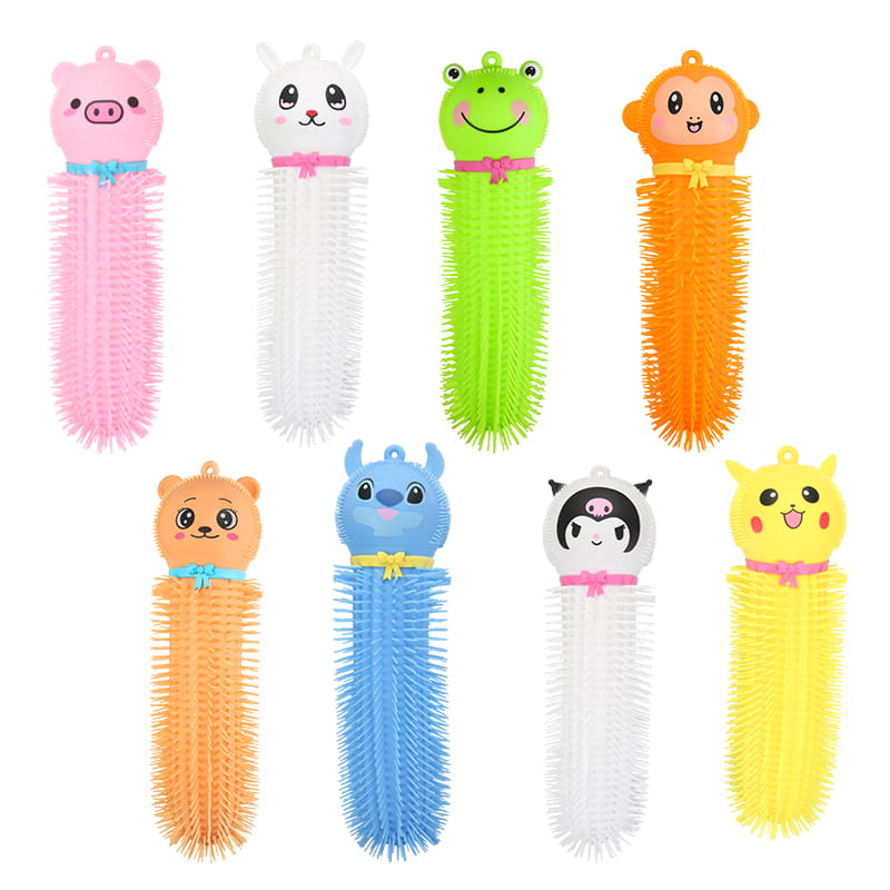 Factory wholesales big size squeeze toys Giant Animal head caterpillar tpr fidget toys customized