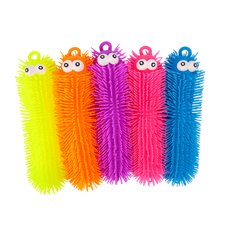 Wholesale Custom Raised Eye Squeeze Toys Led Flashlight Animal Caterpillar Puffer Ball