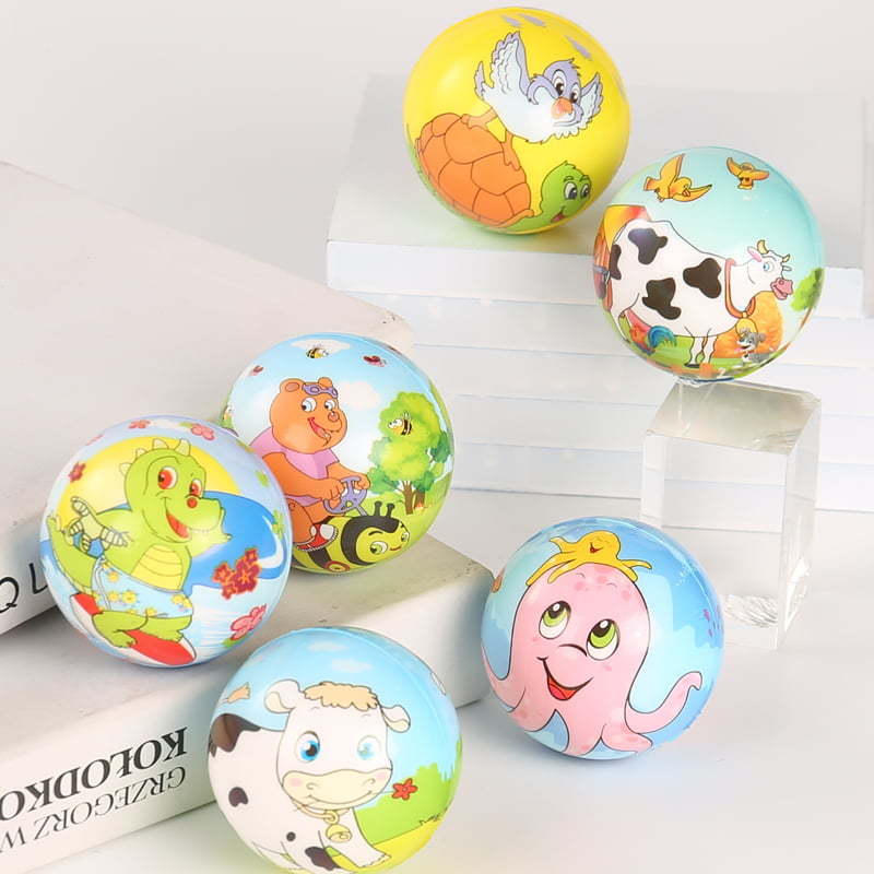 Wholesale factory 6 cm high bounce PU ball with cute cartoon animal printing fidget toy for kids
