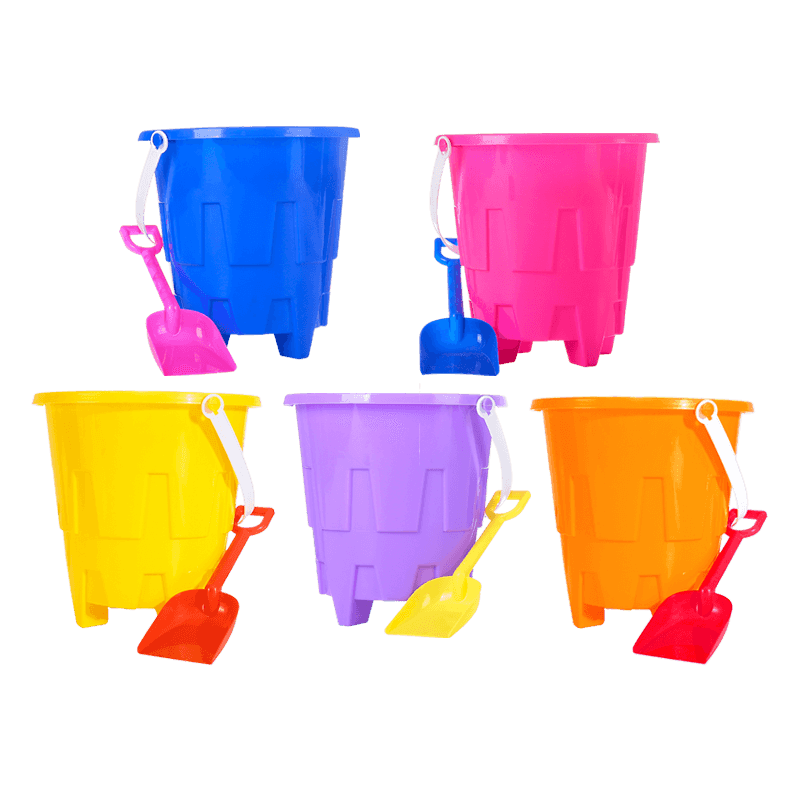 Eco-Friendly Plastic Large Set 8 Inch castle bucket with shovel set Beach Sand Toys Summer Beach Toys For Kids