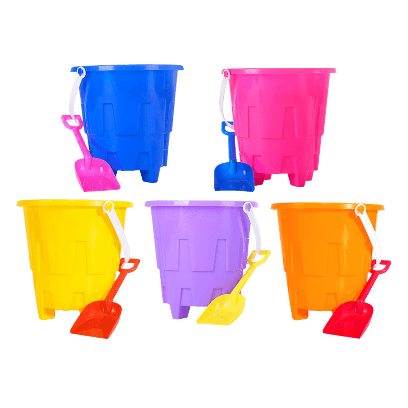 Eco-Friendly Plastic Large Set 8 Inch castle bucket with shovel set Beach Sand Toys Summer Beach Toys For Kids