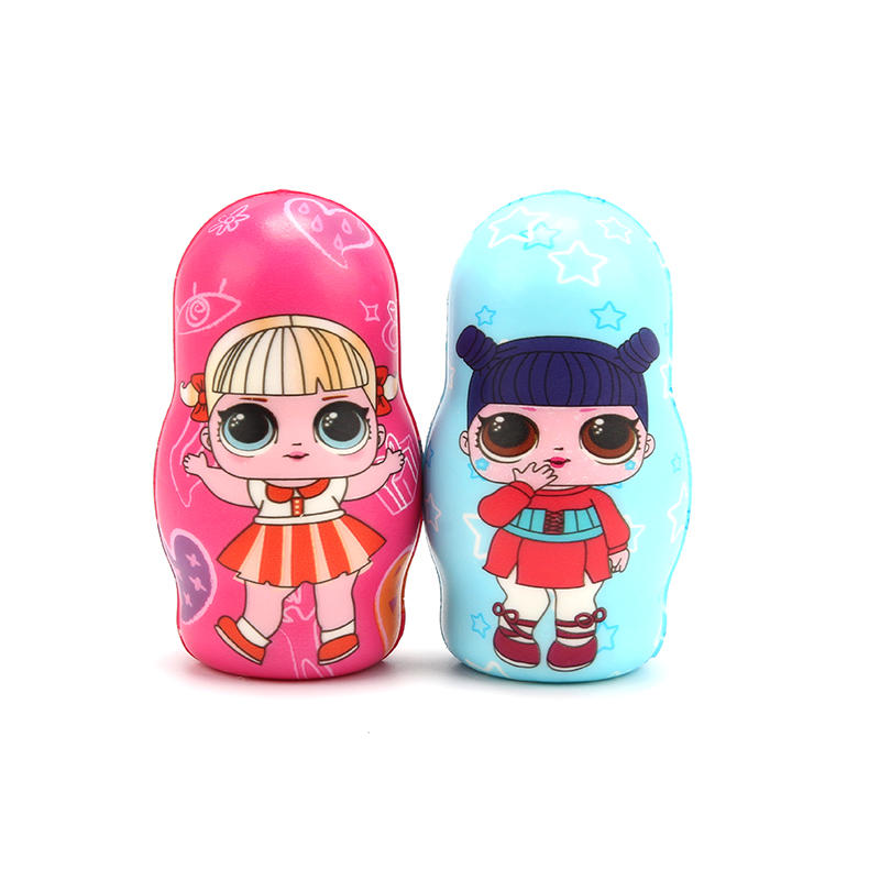 Wholesale custom fidget squeeze cute Matryoshka doll toy PU Anti-Stress Toy