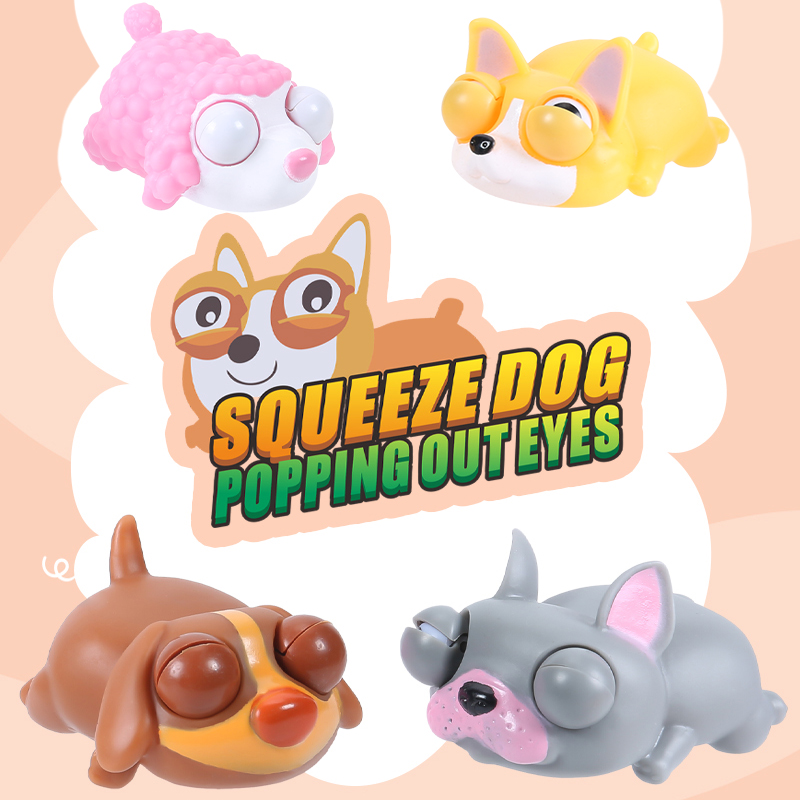 Wholesale squeeze eyes pop out pet dog toy stress relieve fidget toy for kids and adults