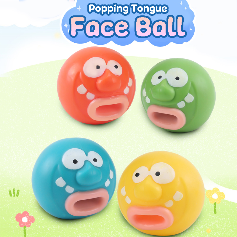 Wholesale funny squishy squeeze toy stress relieve wagging tongue faceball fidget balls vent for adults