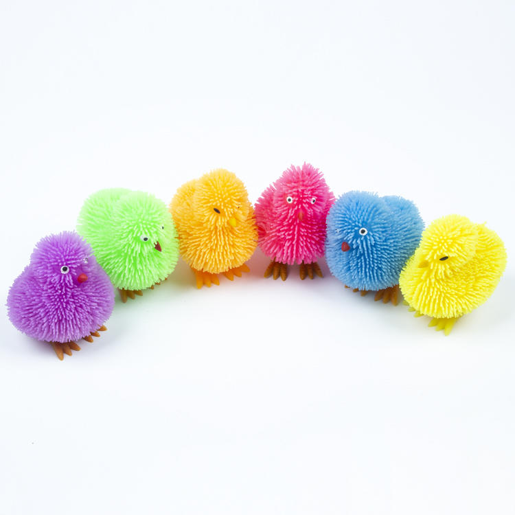 Wholesale TPR Soft Squeeze Baby Chick Cute Bushy Lovely Puffer Chicken Easter Custom toy for Kids