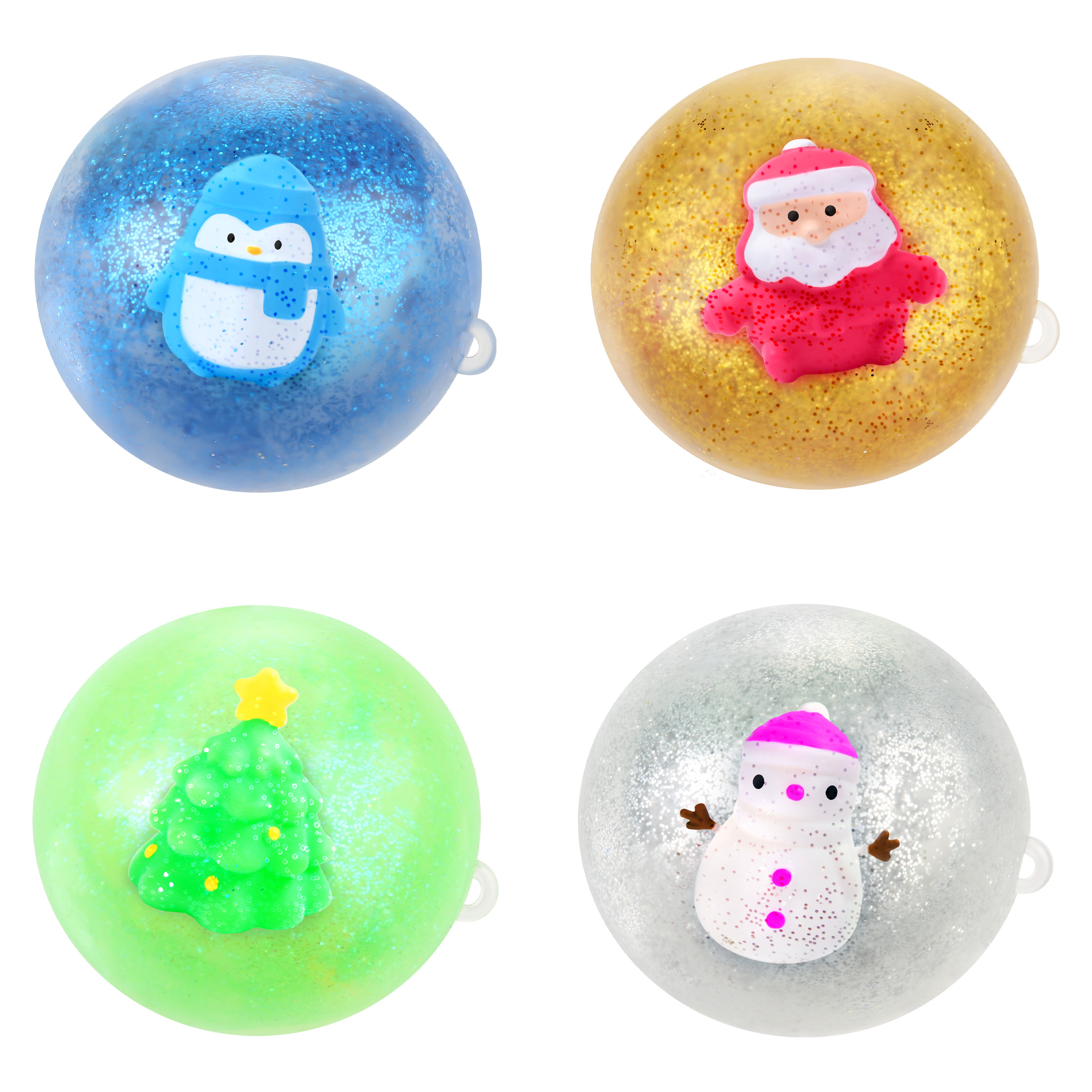 wholesale custom Christmas squeeze ball toys 3 inch light up water glitter filled ball plaything kids gift