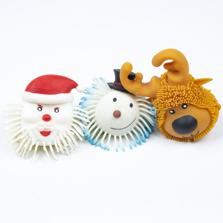 Wholesale Christmas TPR Animal puffer Ball Eco Friendly Led Flashlight kids toys
