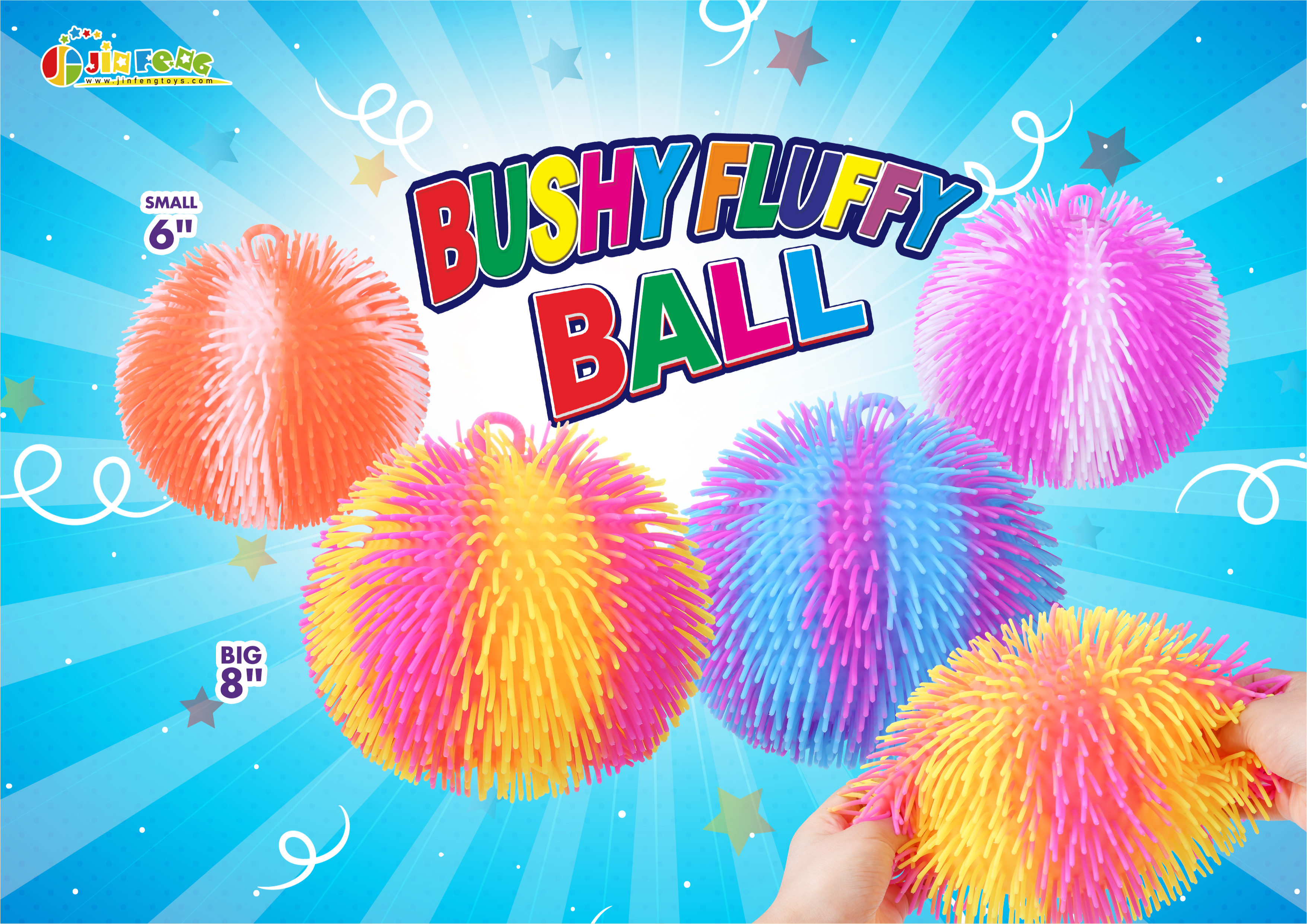 Wholesale 2 tone watermelon party decoration Bouncy Ball YoYo Fluffy Ball Toy Light Up Spiky Anti Stress Squeeze Puffer Ball