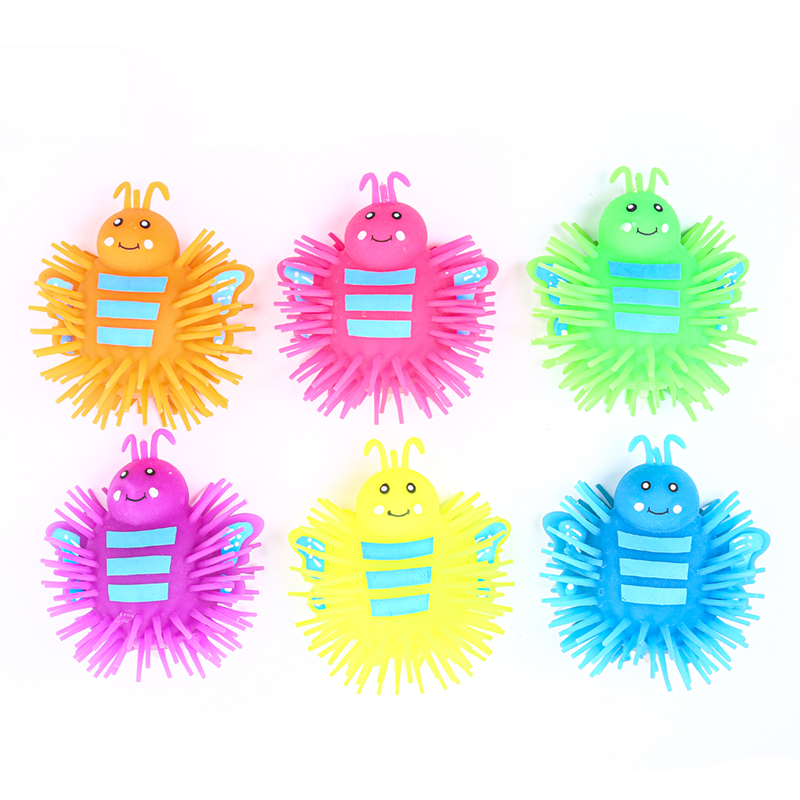 Wholesale TPR Party Favor 4 Inch Stress Relief Kids Sensory Therapy Toy Squishy bee Balls Puffer Balls