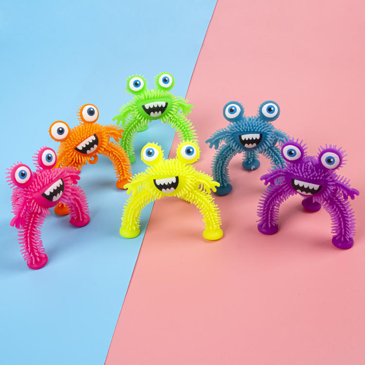 TPR Funny Toys Novelty Toy Stretchy Puffer Ball Monster Toys Squeeze flexible bending two eyes Monster