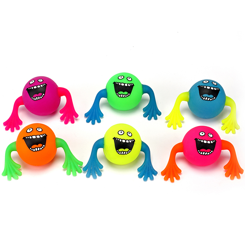 Stress relief squeeze Kids toy 3 inch round Monster Fidget toys with Long hand for Halloween