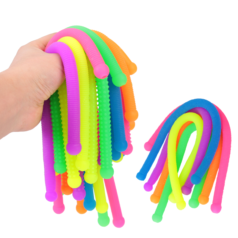 Wholesale Newest Design TPR Novelty Toy Kids Textured Anti Stress Fidget Stretchy String Fidget Noodle
