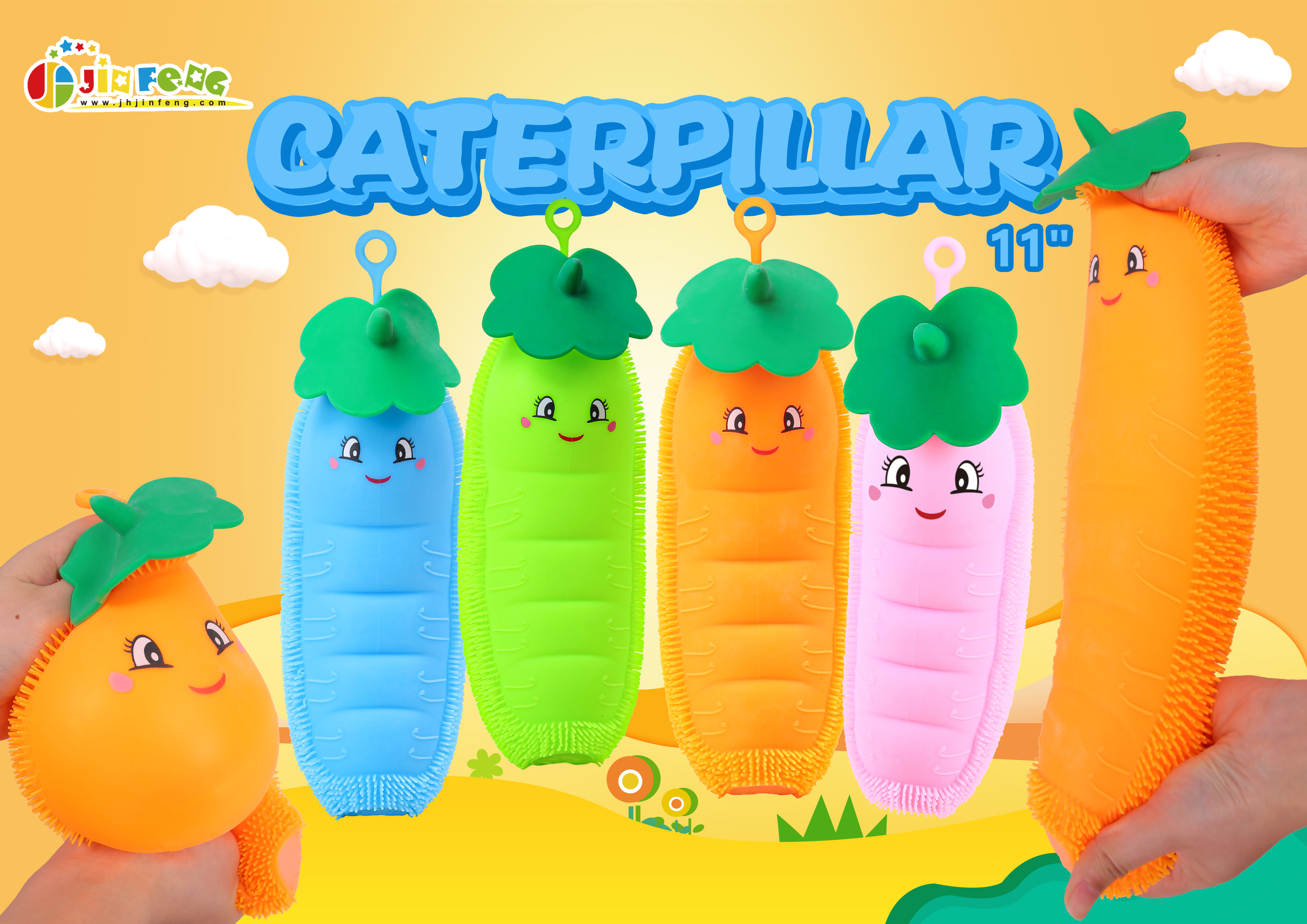 Wholesale rubber caterpillar toy for kids Interactive Toy Stuffed Flashing eggplant caterpillar toys
