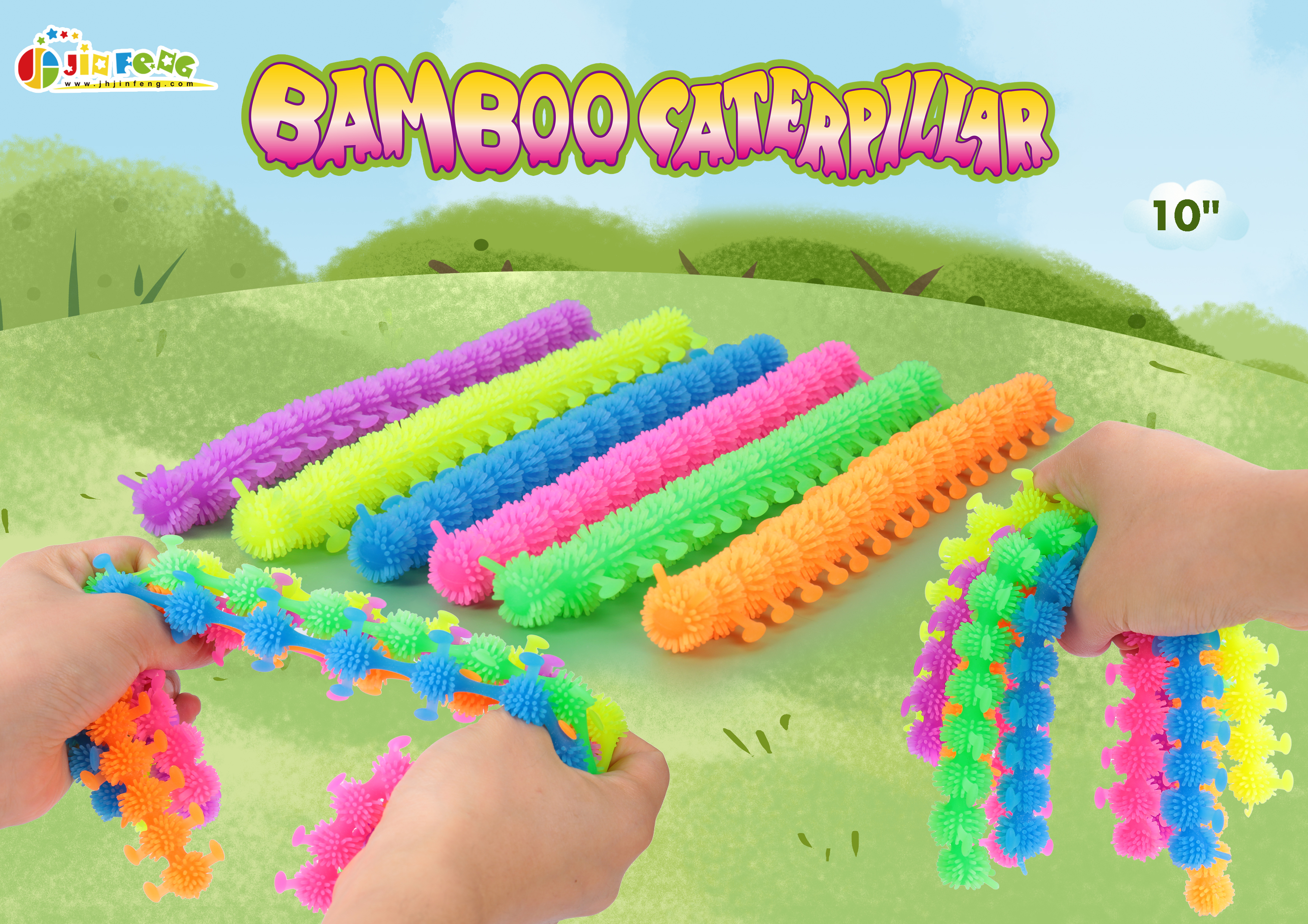 Wholesale custom Mini bamboo Caterpillar toys soft environmentally friendly silicone material suitable for kids