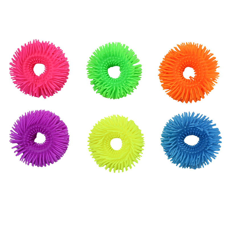 Wholesale Colorful Funny Kids Gift Tpr Soft Sensory Band Squishy Ball Puffer Bracelet custom logo Toy