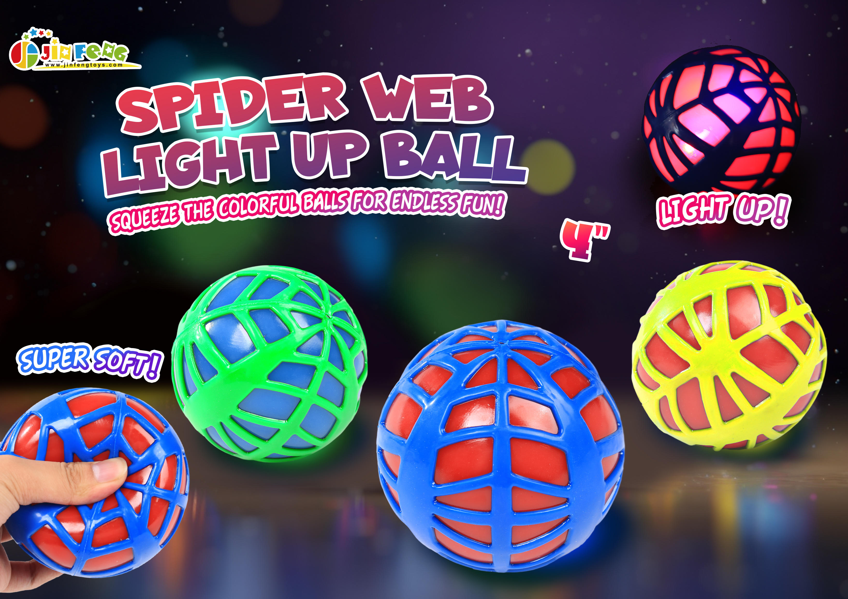 Wholesale factory 10 cm spider web bouncing ball fidget funny toy for kids
