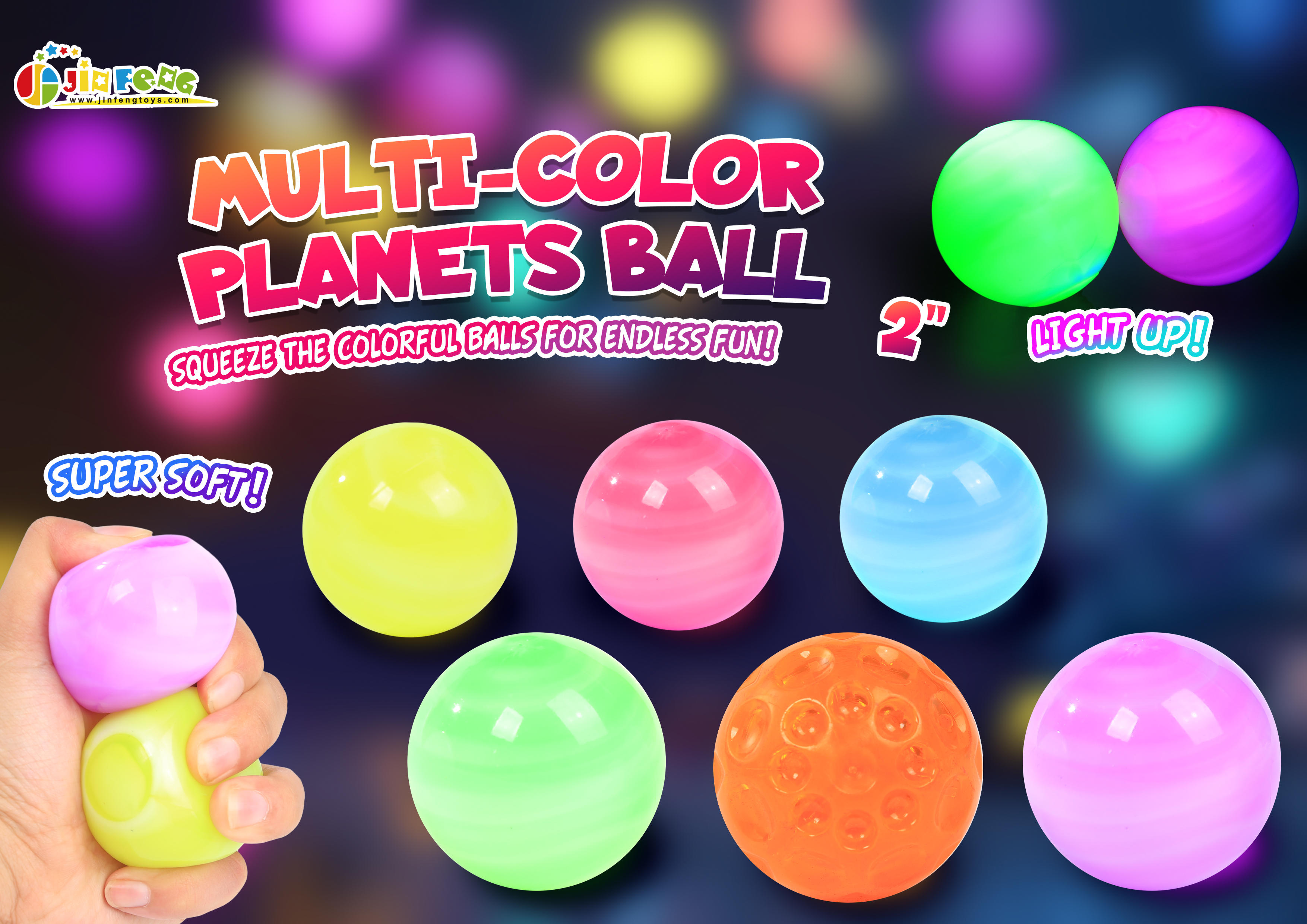 Wholesale custom logo 6.5 cm bilayer meteor bouncing ball fidget anti-stress toy for kids