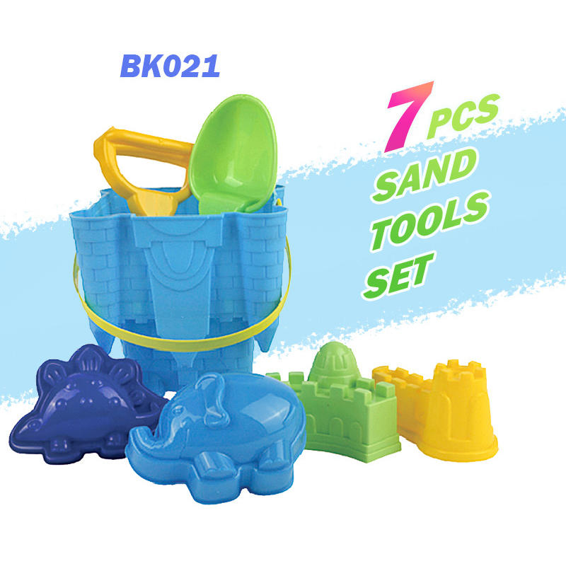 Wholesale Eco Friendly Summer Toys Sand Toys Castle Beach Bucket Pail Shovel Sand Tools 7 PCS Beach Toy Set